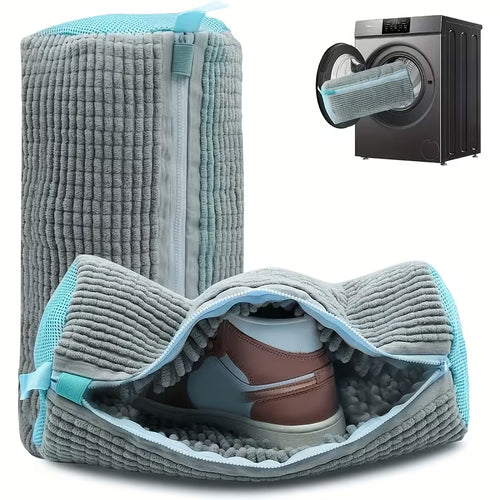 Shoe Washing Bag for Washing Machine, Fluffy Fiber Maintains 360° All-Around Cleaning